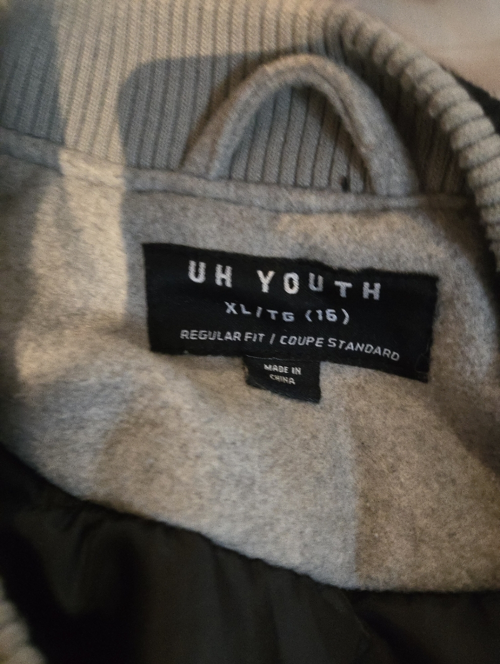 Grey Wool & Black Leather Sleeve Varsity Jacket with LA Patch, Youth Size XL, 16 - Picture 3 of 7